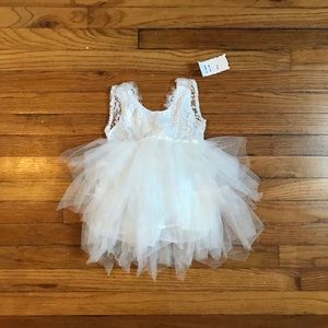 Toddler Backless White Tutu Dress - 2T
